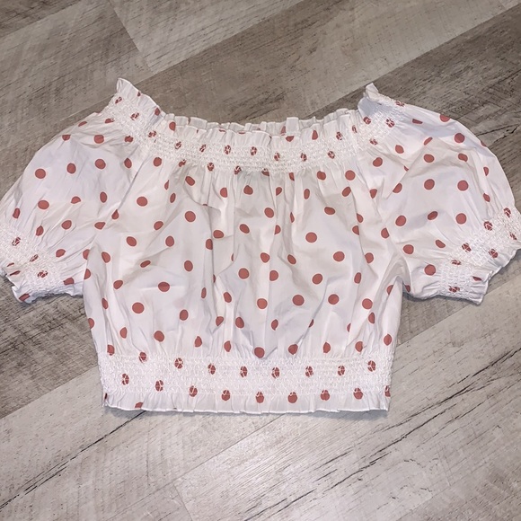 NEW J. Crew Set. Puff sleeve smocked top and skirt in white rose dot. Sizes S,M - Picture 6 of 16